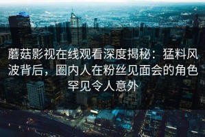 蘑菇影视在线观看深度揭秘：猛料风波背后，圈内人在粉丝见面会的角色罕见令人意外