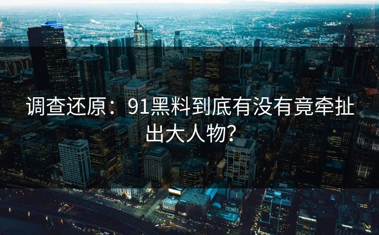 调查还原：91黑料到底有没有竟牵扯出大人物？