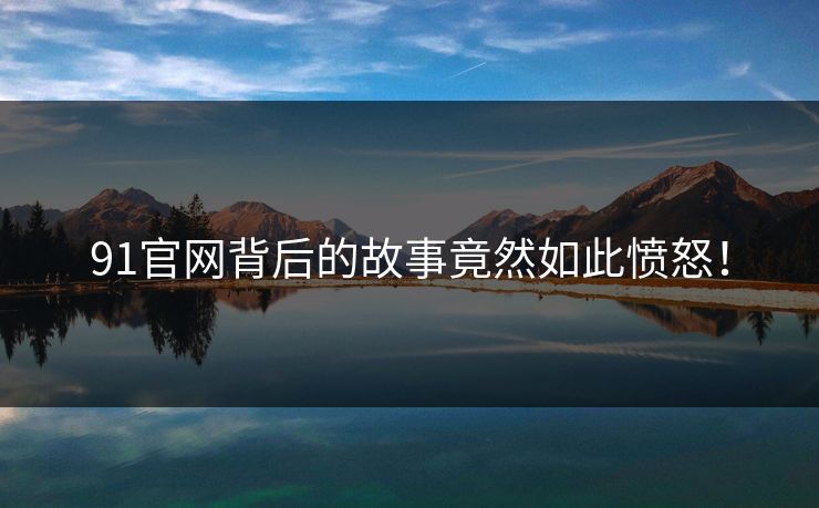 91官网背后的故事竟然如此愤怒！