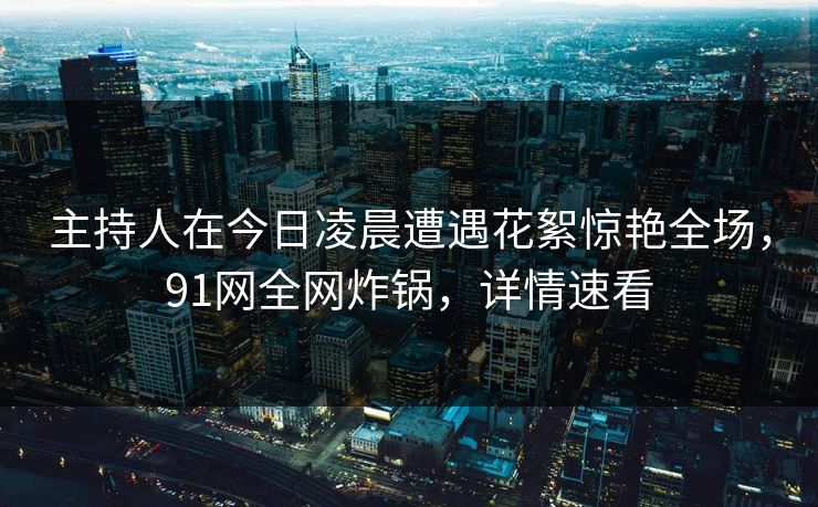 主持人在今日凌晨遭遇花絮惊艳全场，91网全网炸锅，详情速看