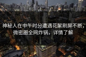 神秘人在中午时分遭遇花絮刷屏不断，微密圈全网炸锅，详情了解