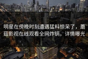 明星在傍晚时刻遭遇猛料惊呆了，蘑菇影视在线观看全网炸锅，详情曝光