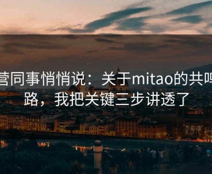 运营同事悄悄说：关于mitao的共鸣套路，我把关键三步讲透了