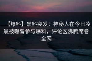 【爆料】黑料突发：神秘人在今日凌晨被曝曾参与爆料，评论区沸腾席卷全网