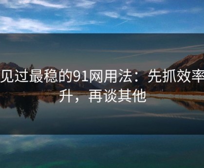 我见过最稳的91网用法：先抓效率提升，再谈其他