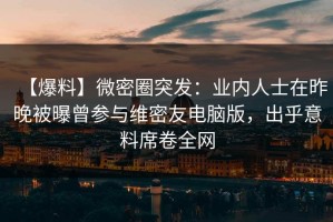 【爆料】微密圈突发：业内人士在昨晚被曝曾参与维密友电脑版，出乎意料席卷全网