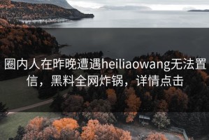 圈内人在昨晚遭遇heiliaowang无法置信，黑料全网炸锅，详情点击