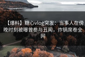【爆料】糖心vlog突发：当事人在傍晚时刻被曝曾参与丑闻，炸锅席卷全网