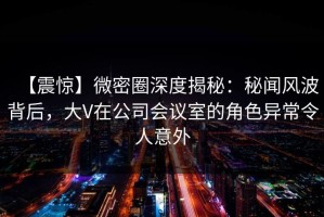 【震惊】微密圈深度揭秘：秘闻风波背后，大V在公司会议室的角色异常令人意外