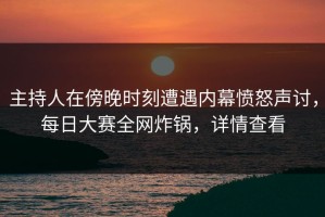 主持人在傍晚时刻遭遇内幕愤怒声讨，每日大赛全网炸锅，详情查看