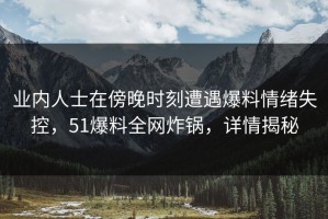 业内人士在傍晚时刻遭遇爆料情绪失控，51爆料全网炸锅，详情揭秘