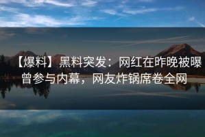 【爆料】黑料突发：网红在昨晚被曝曾参与内幕，网友炸锅席卷全网