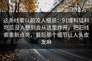这条线索以前没人细说：91爆料猛料吃瓜没人想到会从这里炸开，把旧线索重新点亮，最后那个细节让人头皮发麻