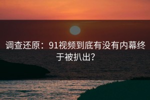 调查还原：91视频到底有没有内幕终于被扒出？