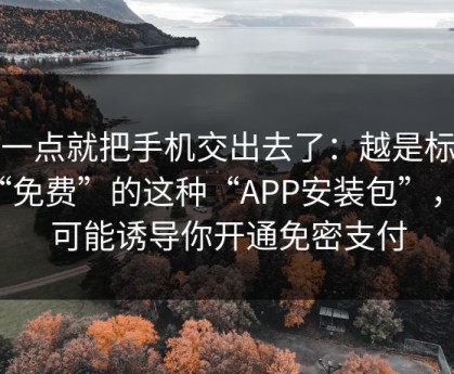 差一点就把手机交出去了：越是标榜“免费”的这种“APP安装包”，越可能诱导你开通免密支付