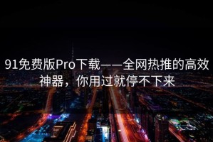 91免费版Pro下载——全网热推的高效神器，你用过就停不下来