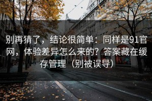 别再猜了，结论很简单：同样是91官网，体验差异怎么来的？答案藏在缓存管理（别被误导）