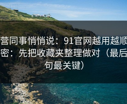 运营同事悄悄说：91官网越用越顺的秘密：先把收藏夹整理做对（最后一句最关键）