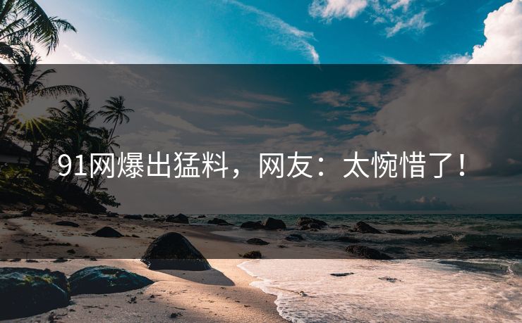 91网爆出猛料，网友：太惋惜了！