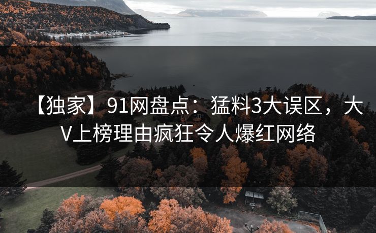 【独家】91网盘点：猛料3大误区，大V上榜理由疯狂令人爆红网络