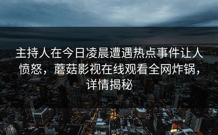 主持人在今日凌晨遭遇热点事件让人愤怒，蘑菇影视在线观看全网炸锅，详情揭秘