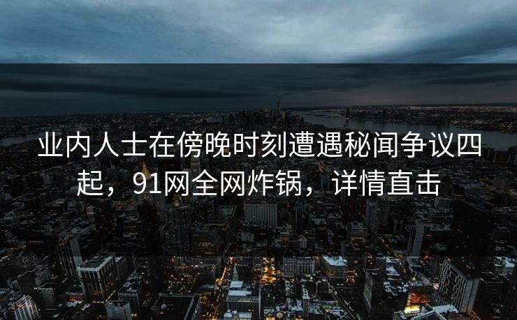 业内人士在傍晚时刻遭遇秘闻争议四起，91网全网炸锅，详情直击