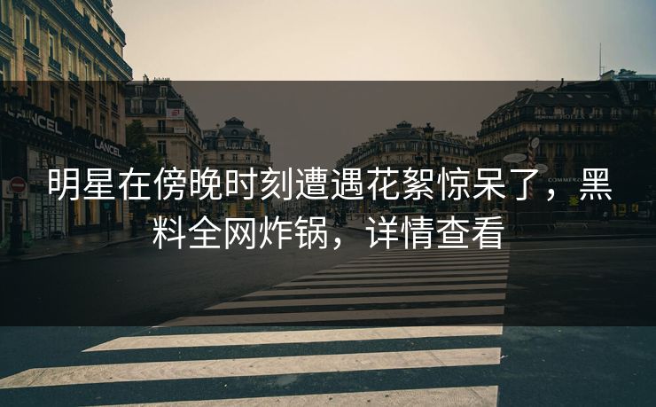 明星在傍晚时刻遭遇花絮惊呆了，黑料全网炸锅，详情查看