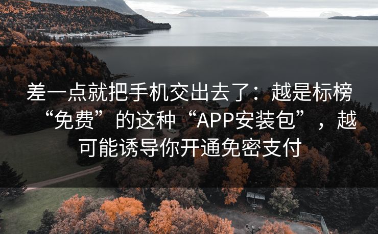 差一点就把手机交出去了：越是标榜“免费”的这种“APP安装包”，越可能诱导你开通免密支付