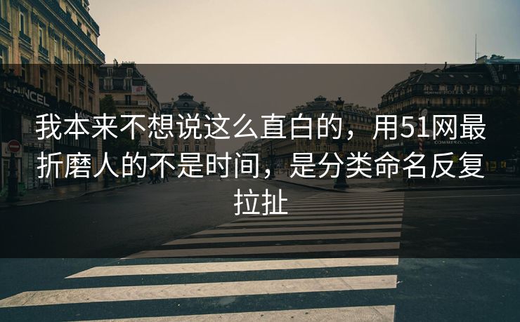 我本来不想说这么直白的，用51网最折磨人的不是时间，是分类命名反复拉扯